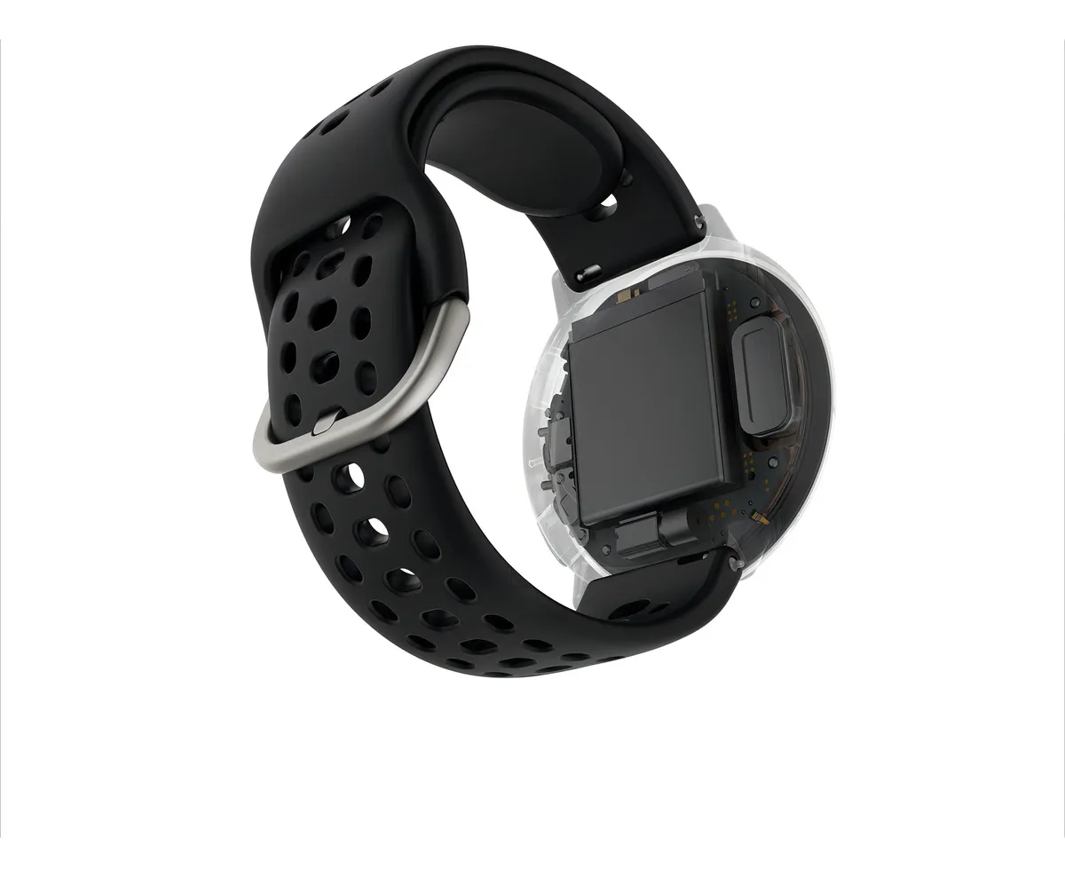 Parte de trás do Amazfit Active 2 mostrando o sensor cardíaco